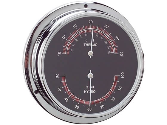 Termometre / Higrometre - Krom - 120 mm - Siyah Kadran Görseli