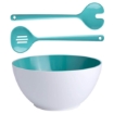 Picture of MELAMINE SALAD BOWL WITH CUTLERY, SUMMER – AQUA