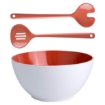 Picture of MELAMINE SALAD BOWL WITH CUTLERY, SUMMER – CORAL