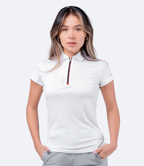 UVActive™ Fermuarlı Spor Polo Beyaz Görseli
