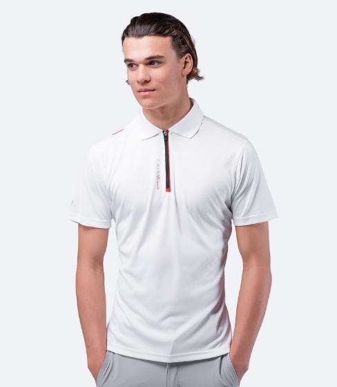 UVActive™ Fermuarlı Spor Polo Kısa Kollu Beyaz Görseli